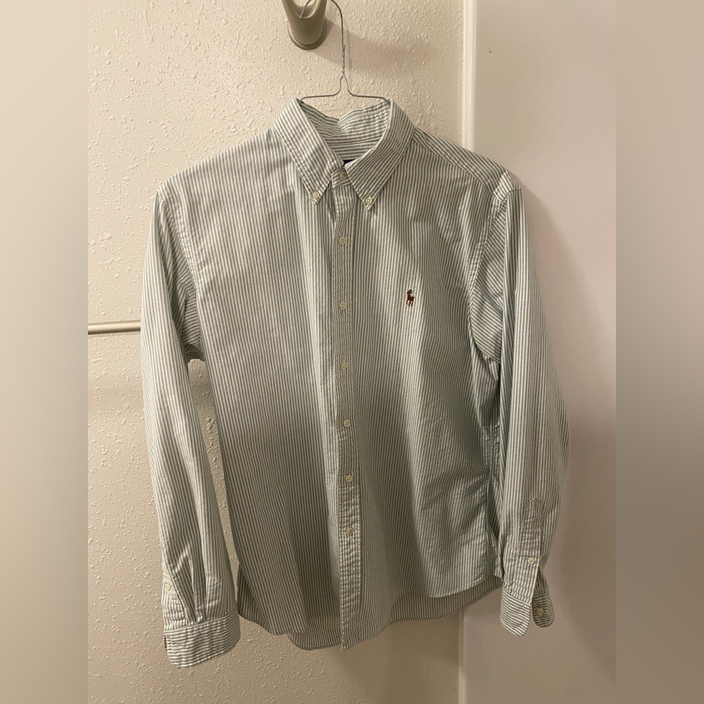 Polo Ralph Lauren Men's Green Striped Cotton Oxford Shirt